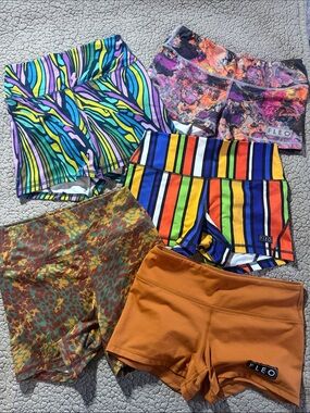 Fleo Women's Stack of Colorful Performance Shorts - Multi & Orange Options